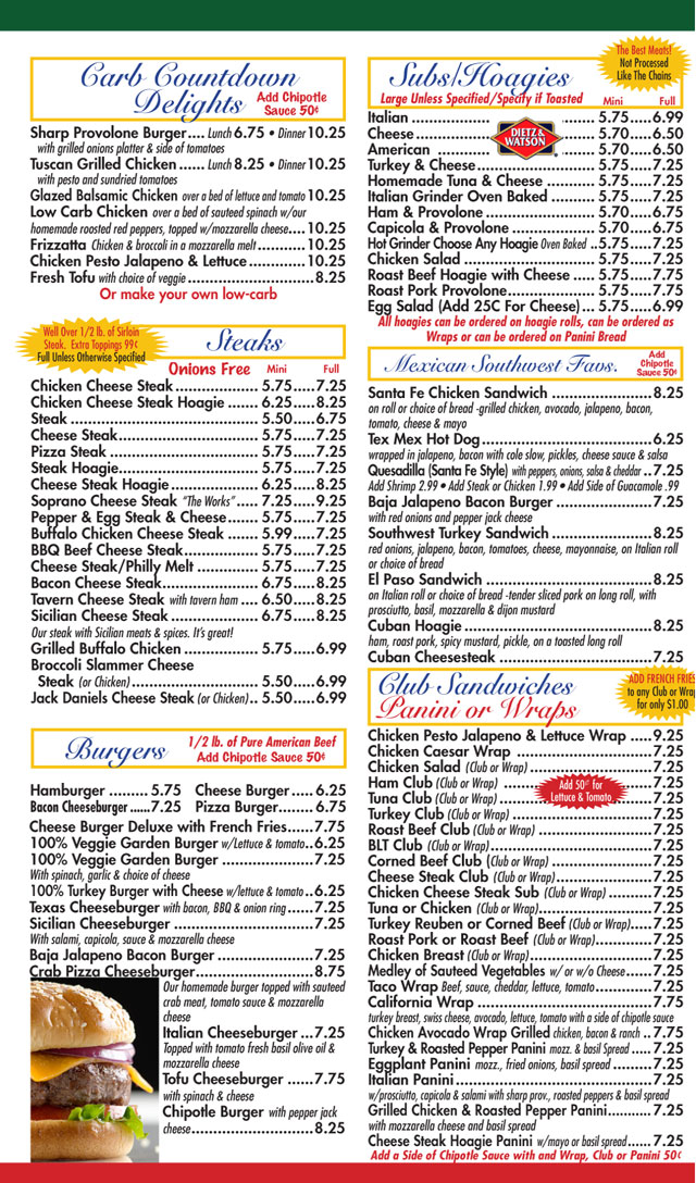 Click here for a printable Soprano's Hammonton Pizza PDF Menu